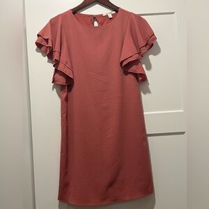 Miami Pink Flutter Sleeve Mini Dress